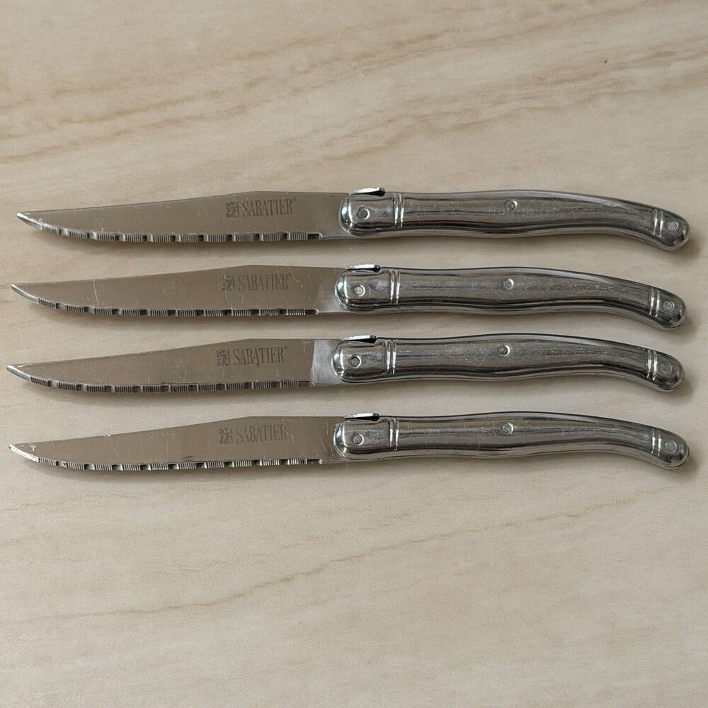 4pc Sabatier Laguiole Steak Knives 9 1/8” Stainless Hollow Handle France